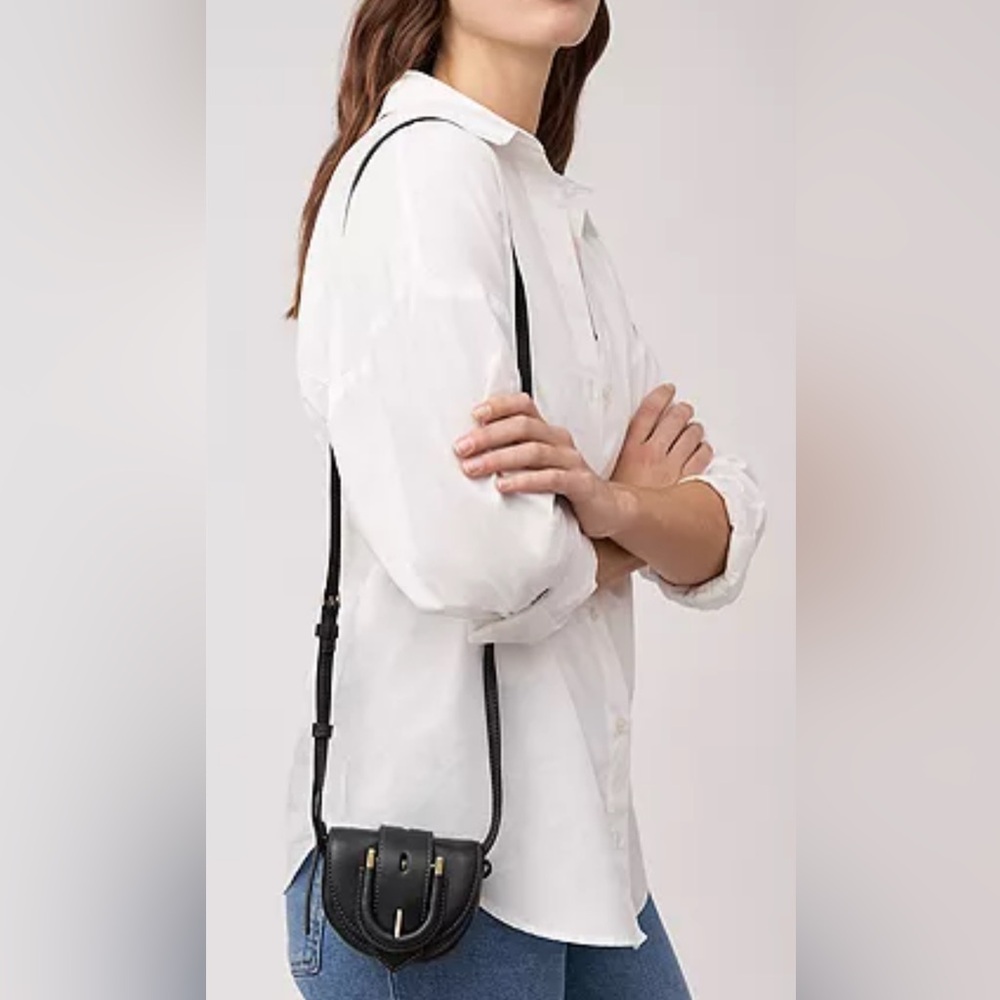 ๐NWT๐Fossil Harwell Mini Flap Crossbody Black Leather Purse - Picture 13 of 16